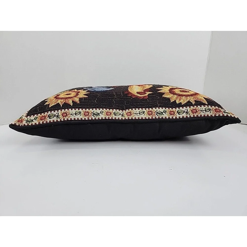 Vintage Tapestry Pillow Rooster Chicken 18x11
